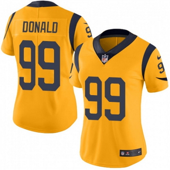 Women Los Angeles Rams 99 Aaron Donald Gold Vapor Untouchable Limited Stitched NFL Jersey