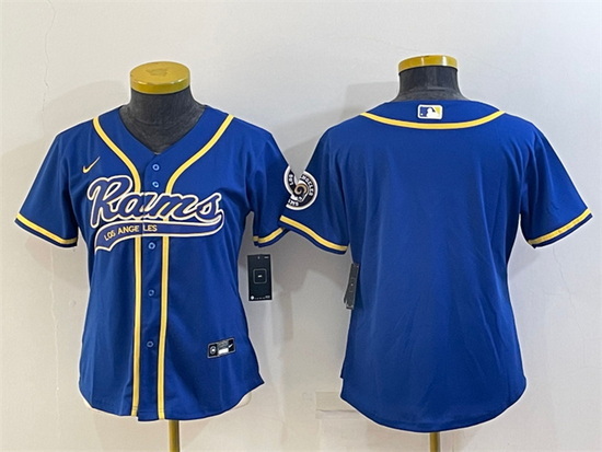 Women Los Angeles Rams Blank Royal With Patch Cool Base Stitched Baseball Jersey