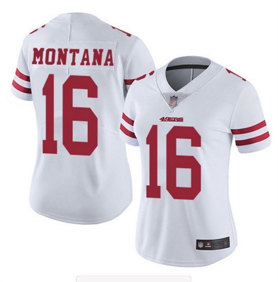 Women NFL San Francisco 49ers 16 Joe Montana White Vapor Untouchable Limited Stitched Jersey