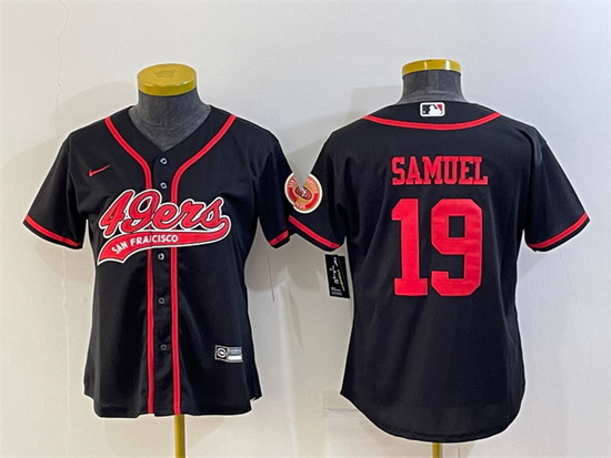 Women San Francisco 49ers 19 Deebo Samuel Black With Patch Cool Base Stitched Baseball Jersey