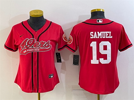 Women San Francisco 49ers 19 Deebo Samuel Red With Patch Cool Base Stitched Baseball Jersey