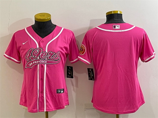 Women San Francisco 49ers Blank Pink With Patch Cool Base Stitched Baseball Jersey