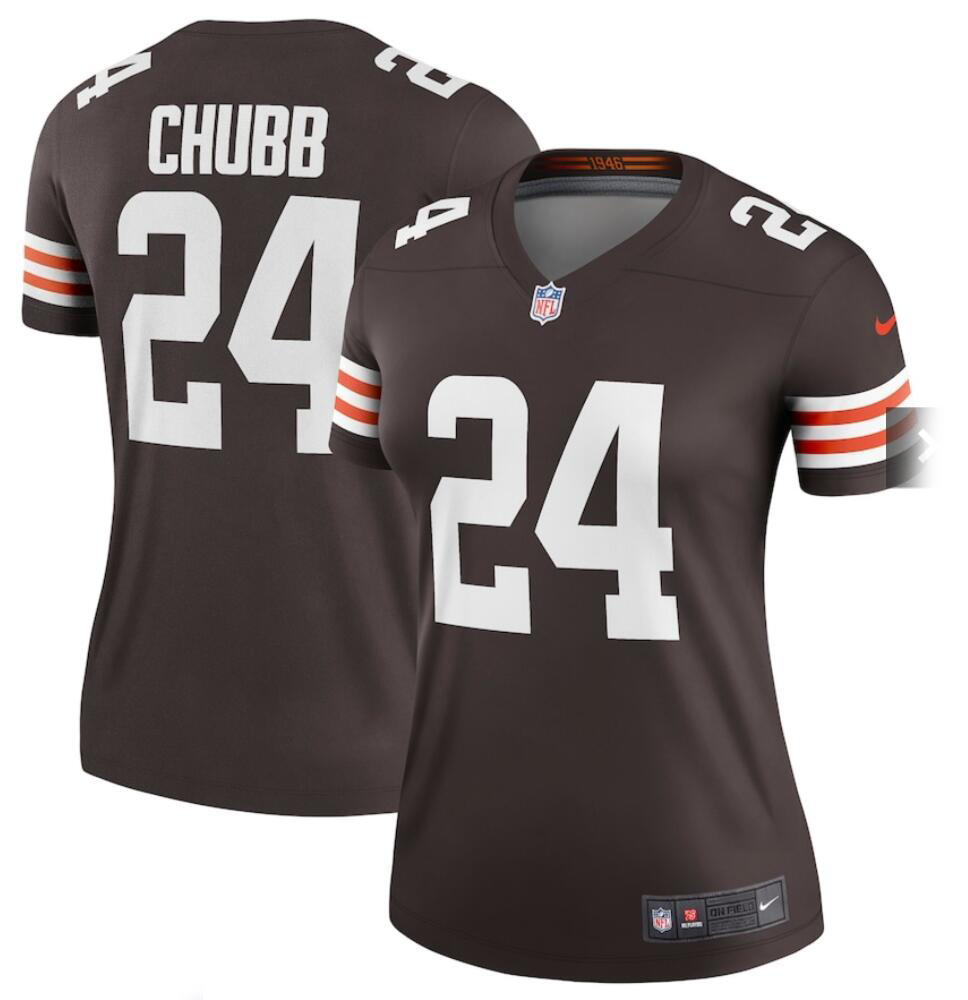 Women Cleveland Browns #24 Nick Chubb 2020 New Brown Stitched Jerseys