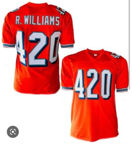 Miami Dolphins Ricky Williams Orange Pro Style Orange Stitched Jersey