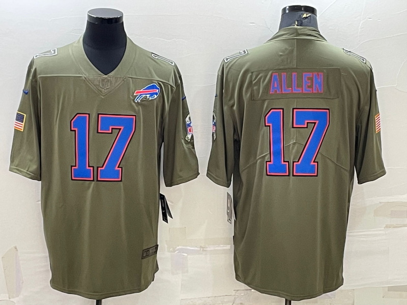 Men Buffalo Bills 17 Josh Allen Olive Salute To Service Limited Stitched Jersey