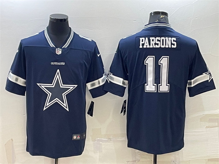 Men Dallas Cowboys 11 Micah Parsons Navy Team Big Logo Limited Stitched Jersey