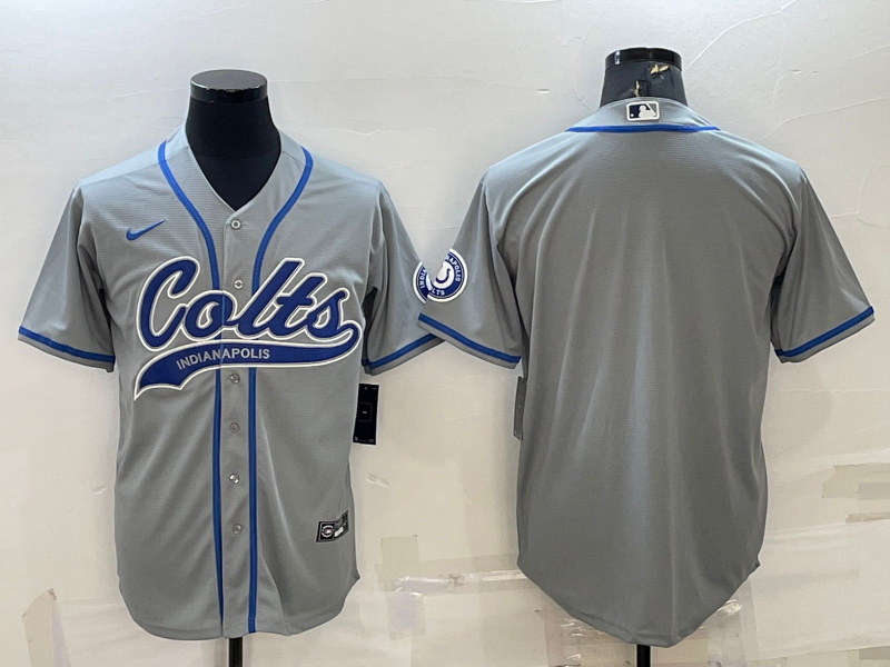 Men Indianapolis Colts Blank Grey Cool Base Stitched Baseball Jersey