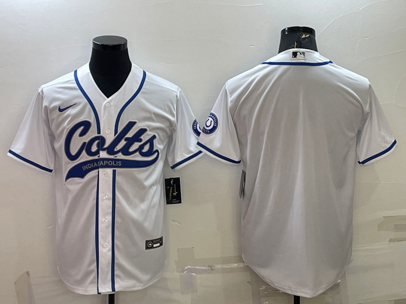 Men Indianapolis Colts Blank White Cool Base Stitched Baseball Jersey