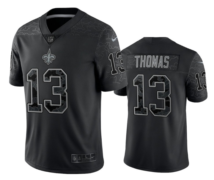 Men New Orleans Saints 13 Michael Thomas Black Reflective Limited Stitched Football Jersey