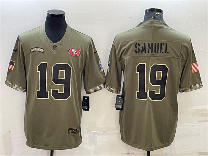 Men San Francisco 49ers 19 Deebo Samuel Olive 2022 Salute To Service Limited Stitched Jersey