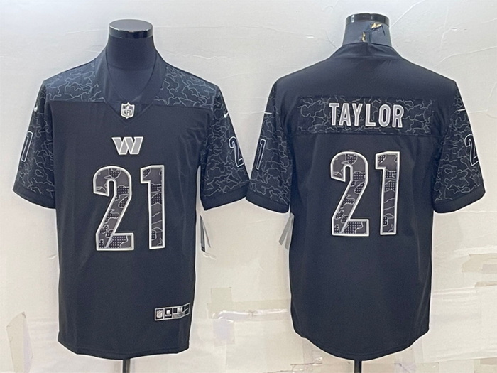 Men Washington Commanders 21 Sean Taylor Black Reflective Limited Stitched Football Jersey