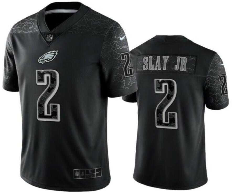 Men Philadelphia Eagles 2 Darius Slay Jr Black Reflective Limited Stitched Jersey