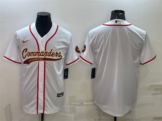 Men Washington Commanders Blank White With Patch Cool Base Stitched Baseball Jersey