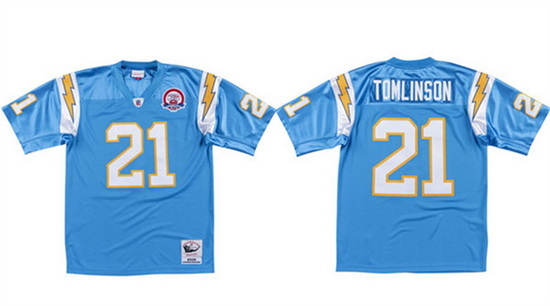 Men Los Angeles Chargers 21 LaDainian Tomlinson 2009 Blue Stitched Game Jersey