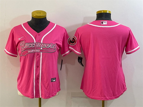 Women Tampa Bay Buccaneers Blank Pink With Patch Cool Base Stitched Baseball Jersey