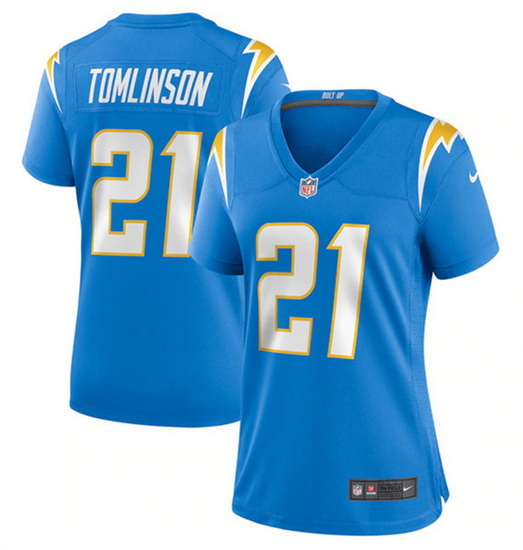 Women Los Angeles Chargers 21 LaDainian Tomlinson Blue Stitched Game Jersey