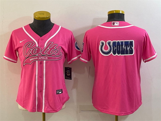 Women Indianapolis Colts Team Big Logo Pink With Patch Cool Base Stitched Baseball Jersey