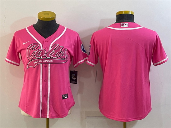 Women Indianapolis Colts Blank Pink With Patch Cool Base Stitched Baseball Jersey