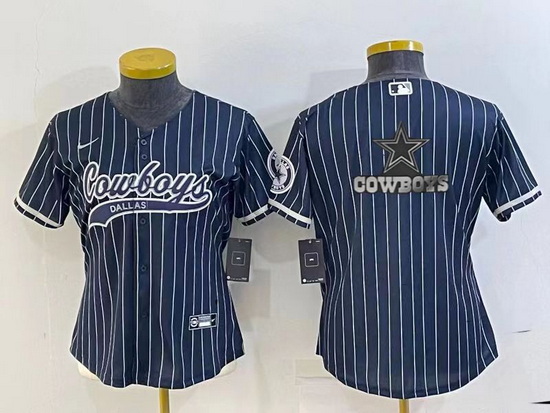 Women Dallas Cowboys Navy Team Big Logo With Patch Cool Base Stitched Baseball Jersey