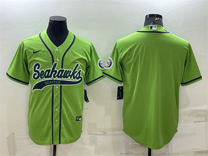 Men Seattle Seahawks Blank Green With Patch Cool Base Stitched Baseball Jersey