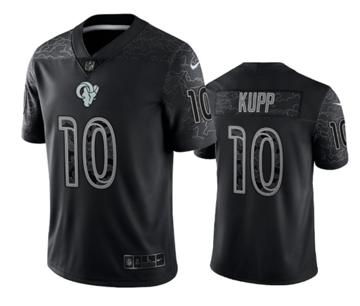 Men Los Angeles Rams 10 Cooper Kupp Black Reflective Limited Stitched Football Jersey