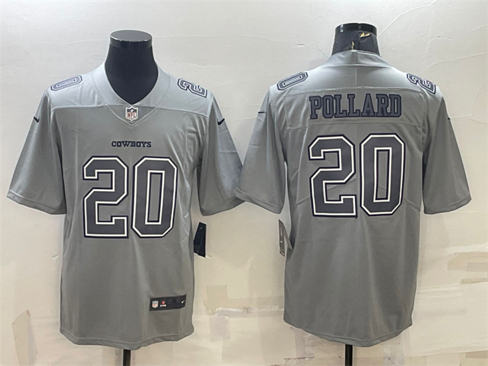 Men Dallas Cowboys 20 Tony Pollard Grey Atmosphere Fashion Stitched Jersey