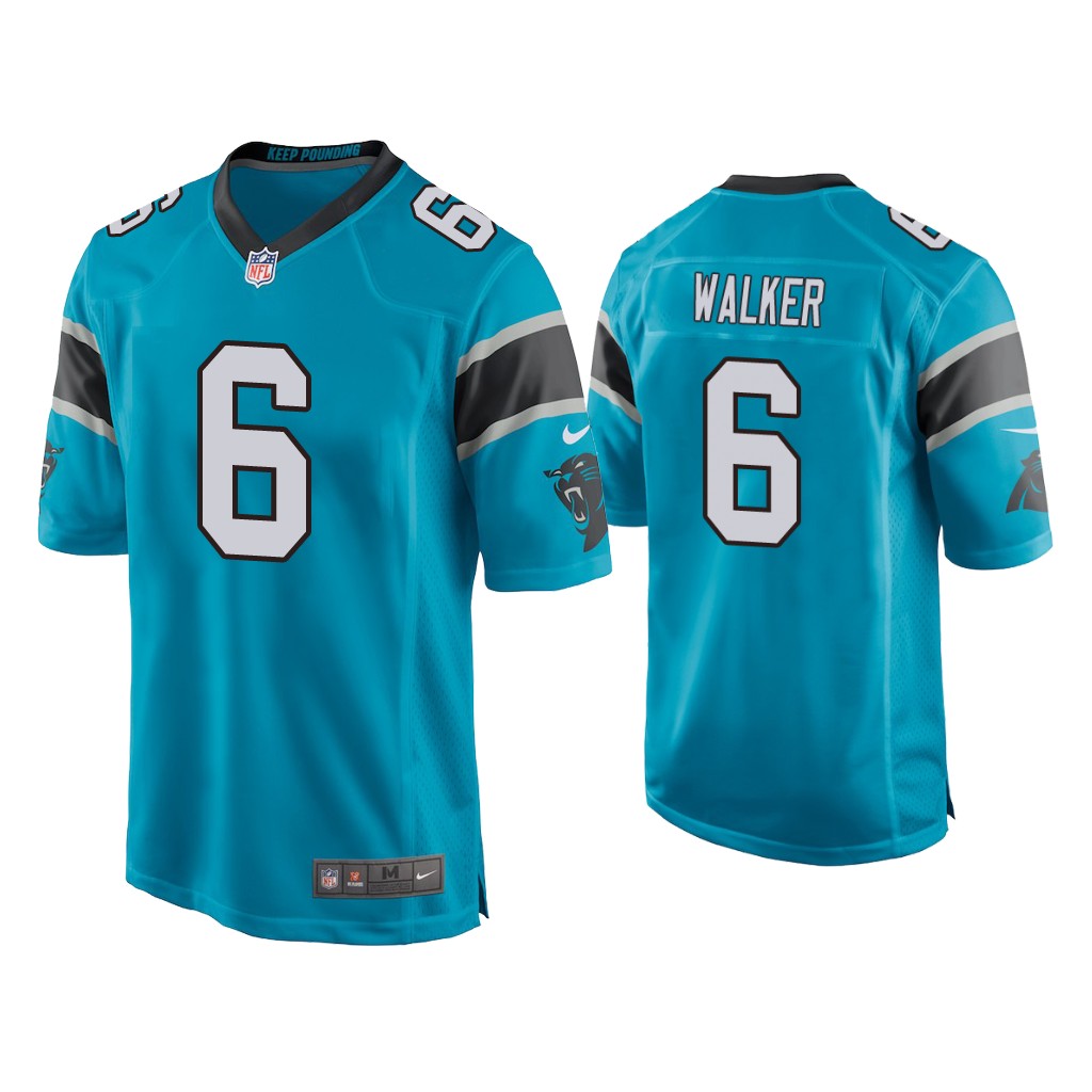 Men's Carolina Panthers #6 P.J. Walker Blue Game Nike Jersey