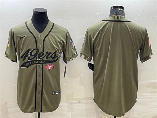 Men San Francisco 49ers Blank Olive Salute To Service Cool Base Stitched Baseball Jersey