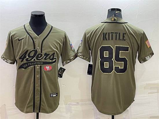 Men San Francisco 49ers 85 George Kittle 2022 Olive Salute To Service Cool Base Stitched Baseball Je