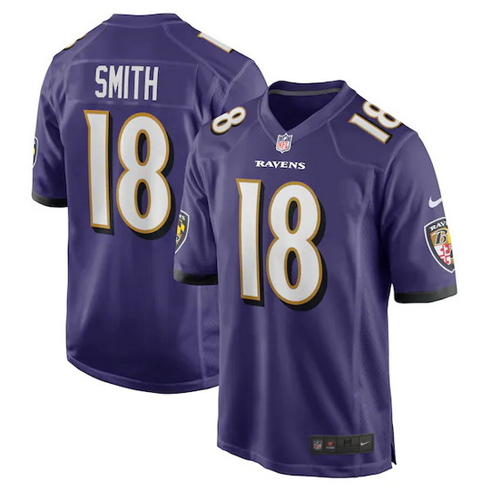 Men Nike Baltimore Ravens 18 Roquan Smith Purple Vapor Limited Jersey