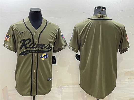 Men Los Angeles Rams Blank Olive Salute To Service Cool Base Stitched Baseball Jersey