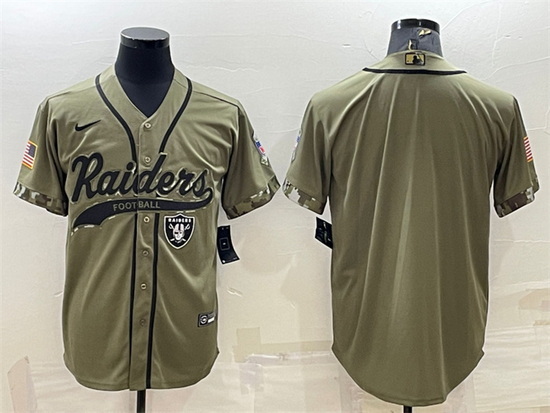 Men Las Vegas Raiders Blank Olive Salute To Service Cool Base Stitched Baseball Jersey