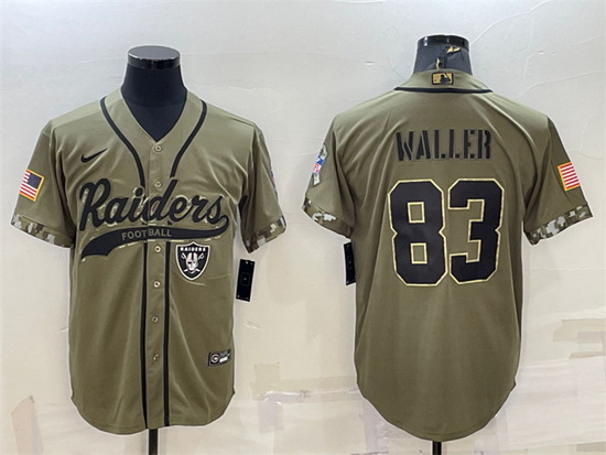 Men Las Vegas Raiders 83 Darren Waller 2022 Olive Salute To Service Cool Base Stitched Baseball Jers