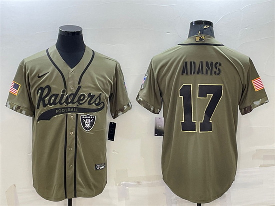 Men Las Vegas Raiders 17 Davante Adams 2022 Olive Salute To Service Cool Base Stitched Baseball Jers