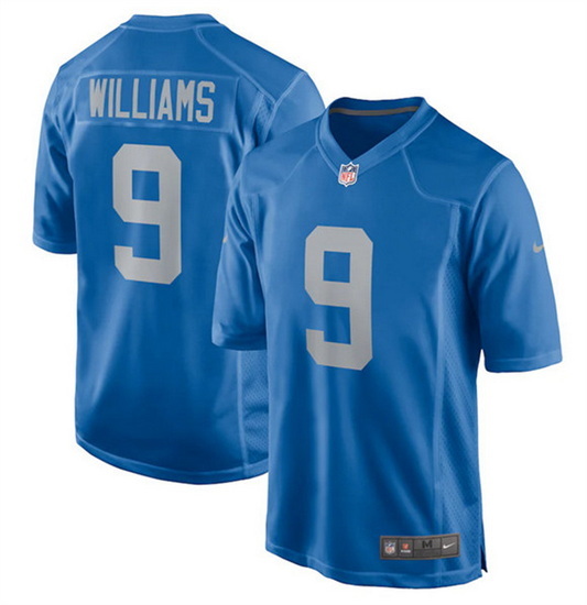 Men Detroit Lions 9 Jameson Williams 2022 Blue Stitched Game Jerseys