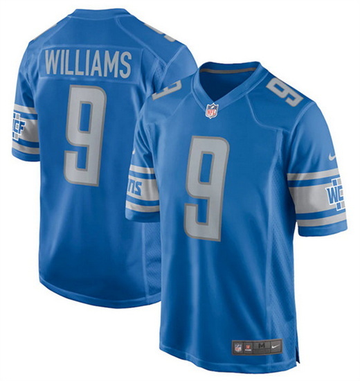 Men Detroit Lions 9 Jameson Williams 2022 Blue Stitched Game Jersey