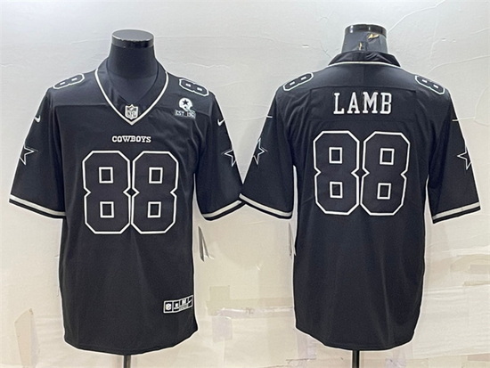 Men Dallas Cowboys 88 CeeDee Lamb Black With 1960 Patch Limited Stitched Football Jersey