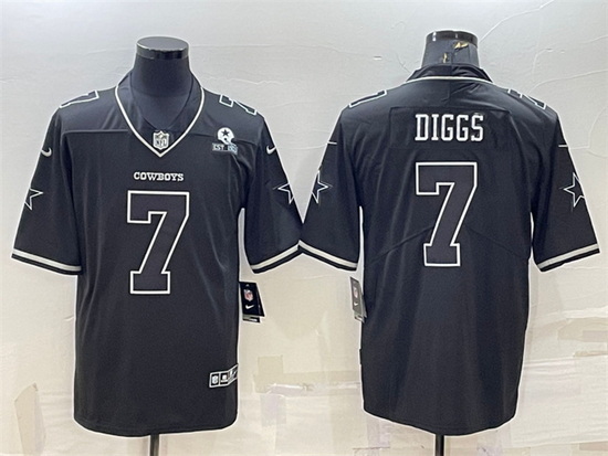 Men Dallas Cowboys 7 Trevon Diggs Black With 1960 Patch Limited Stitched Football Jersey