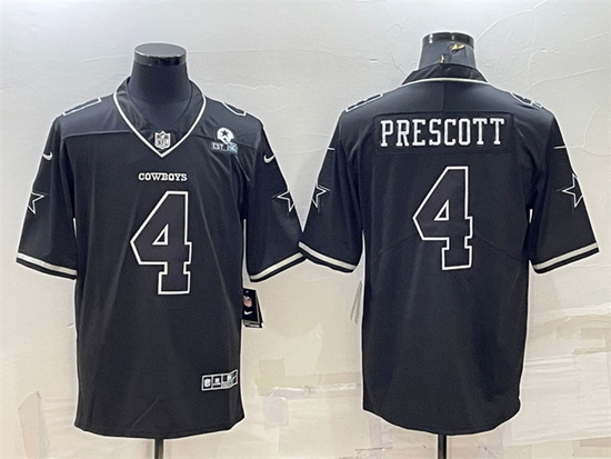 Men Dallas Cowboys 4 Dak Prescott Black With 1960 Patch Limited Stitched Football Jersey