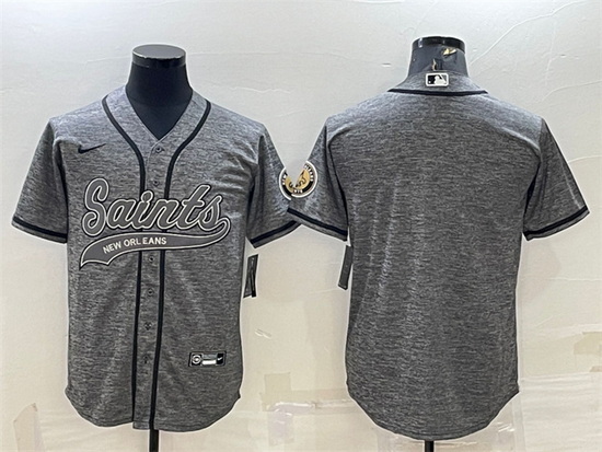 Men New Orleans Saints Blank Grey With Patch Cool Base Stitched Baseball Jersey