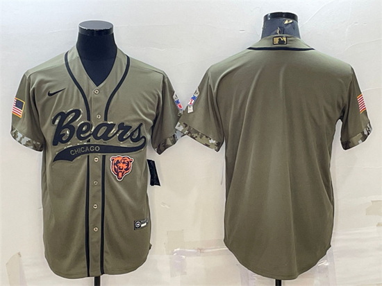 Men Chicago Bears Blank Olive 2022 Salute To Service Cool Base Stitched Baseball Jersey