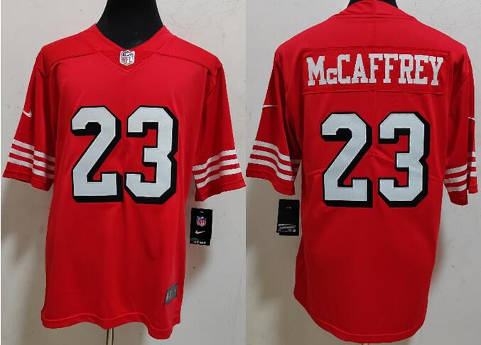 Men NFL San Francisco 49ers #23 Christian McCaffrey Red Stitched Vapor Limited Jersey