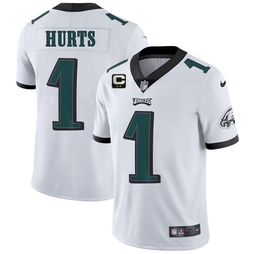 Men's Eagles 2022 #1 Jalen Hurts White With 2-star C Patch Vapor Untouchable Limited Stitched NFL Je