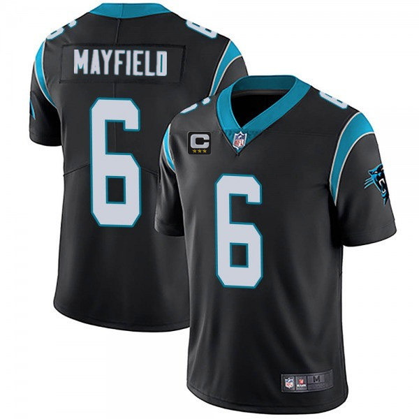 Men Carolina Panthers 2022 #6 Baker Mayfield Black With 3-star C Patch Vapor Untouchable Limited Sti