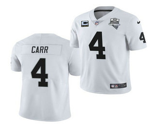 Men Las Vegas Raiders #4 Derek Carr White 2020 Inaugural Season With C Patch Vapor Limited Stitched 