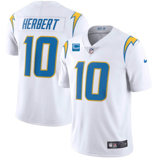 Men Los Angeles Chargers 2022 #10 Justin Herbert White With 2-star C Patch Vapor Untouchable Limited