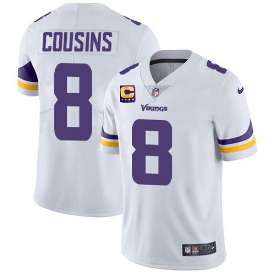 Men Minnesota Vikings 2022 #8 Kirk Cousins White With 4-Star C Patch Vapor Untouchable Limited Stitc