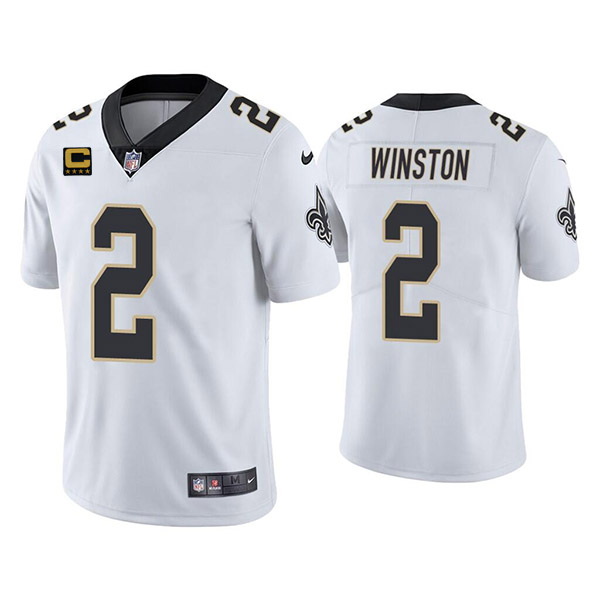 Men New Orleans Saints 2022 #2 Jameis Winston White With 4-star C Patch Vapor Untouchable Limited St