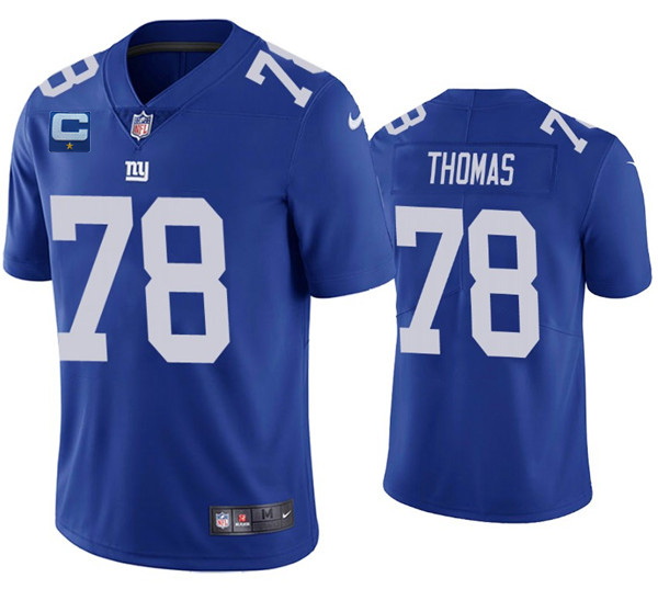 Men New York Giants #78 Andrew Thomas Blue With C Patch Vapor Untouchable Limited Stitched Jersey