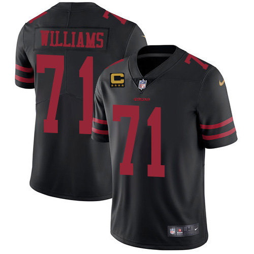 Men San Francisco 49ers #71 Trent Williams Black With C Patch Vapor Untouchable Limited Stitched Foo